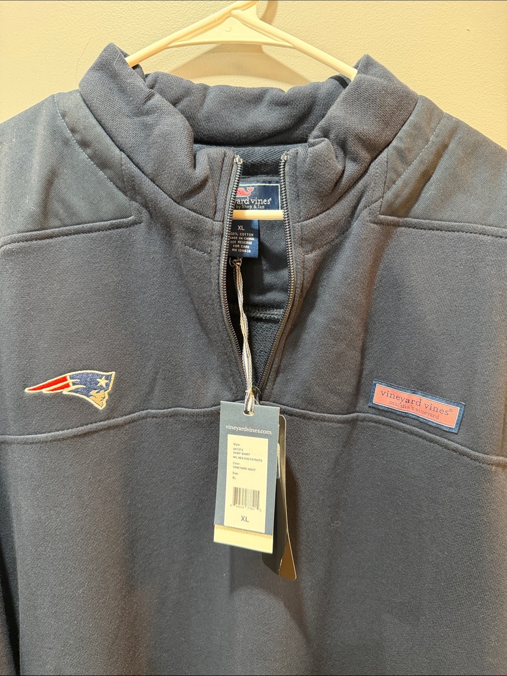 Vineyard Vines Men’s Navy Quarter-Zip Pullover - New England Patriots